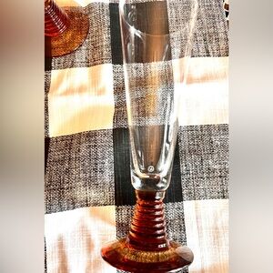 Rare Mid-century Modern Set of 3 Pilsner Glasses Amber Bases